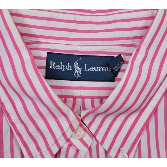 Lauren Ralph Lauren Dress Shirt Mens XL White Pink Striped Button Down Up LRL - Picture 6 of 13